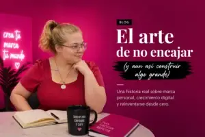 Zuleima Barrios mirando a un texto que dice el arte de no encajar