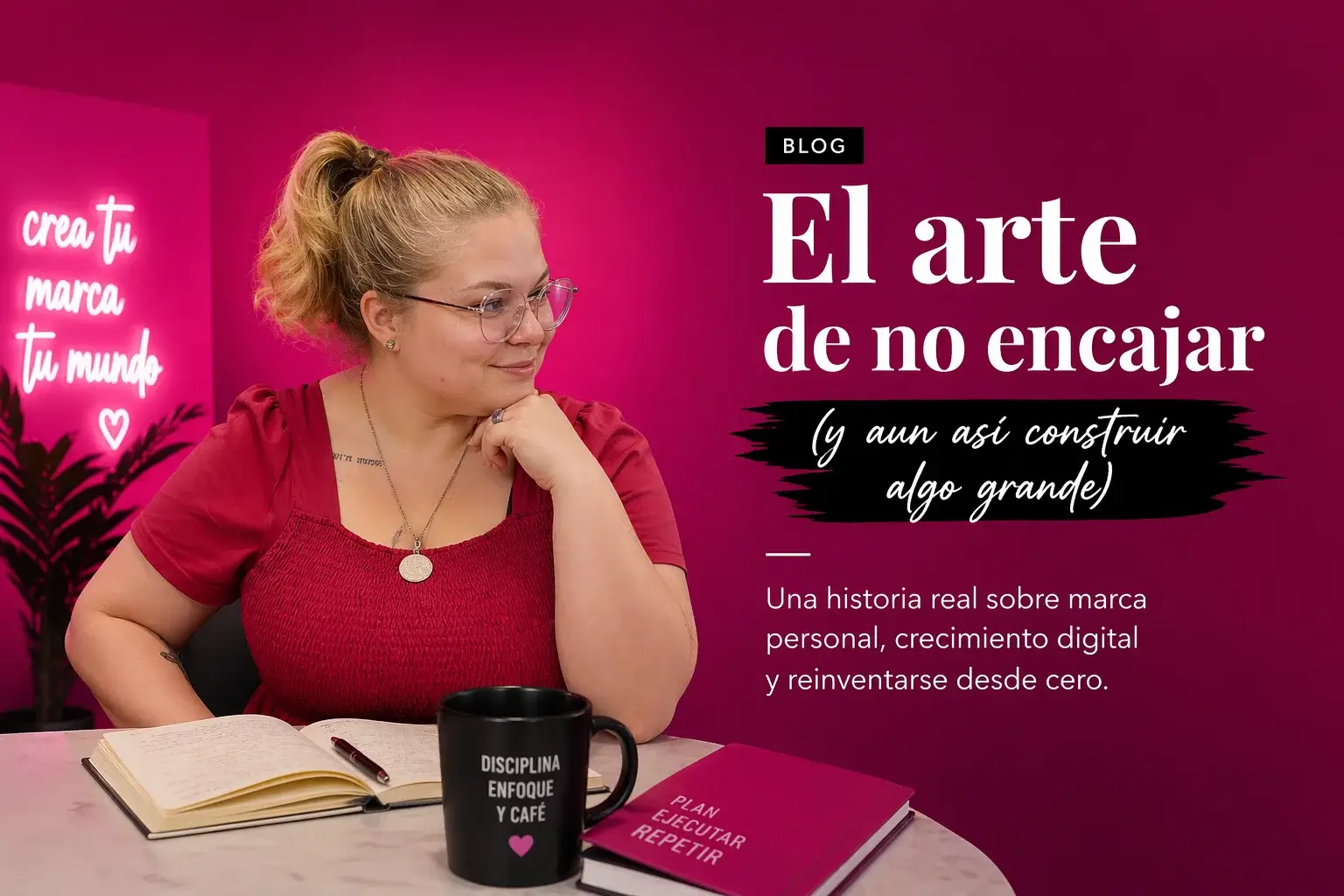 Zuleima Barrios mirando a un texto que dice el arte de no encajar